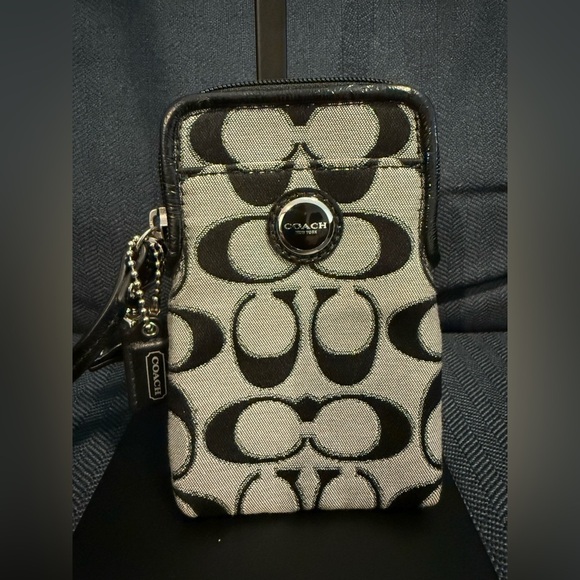 Coach Signature Black and Gray Small Vertical Wristlet - Picture 2 of 6